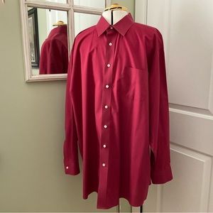 STAFFORD, CHERRY RED DRESS SHIRT, SIZE: 18